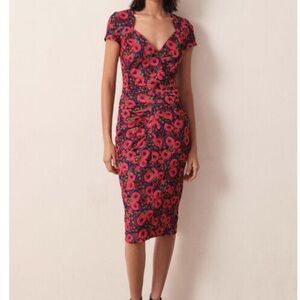 ba&sh Red and Black Floral Midi Dress